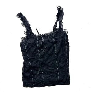 Buckle Willow and Root Black Whimsygoth Black Lace Tank Top Size Small